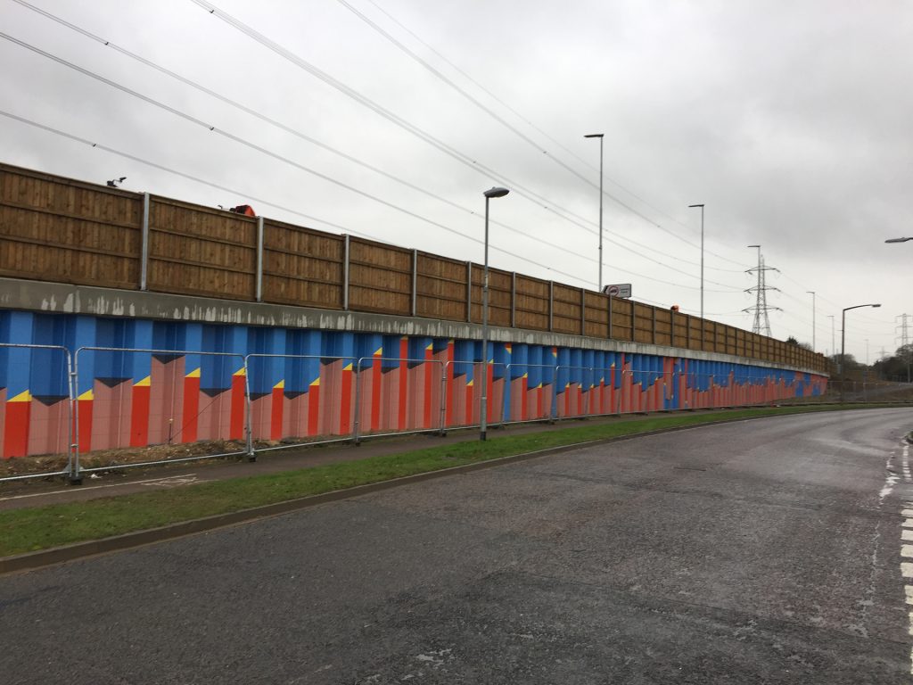 Painted Steel Sheet Piles along road
